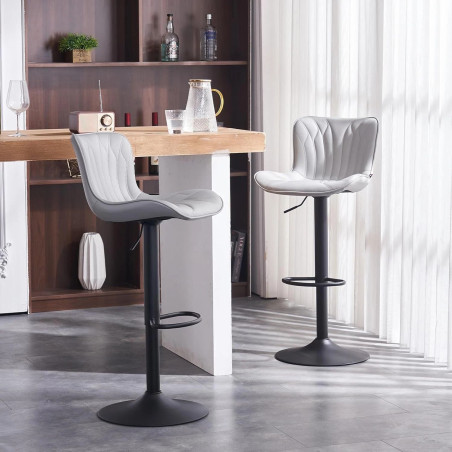 HOKER BAROWY KRZESŁO OBROTOWE MONACO LOFTOWY EKOSKÓRA SZARY CZARNE NOGI