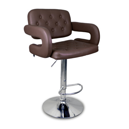 JUST SIT VINCI Brązowy - Hoker barowy z oparciem i podłokietnikami