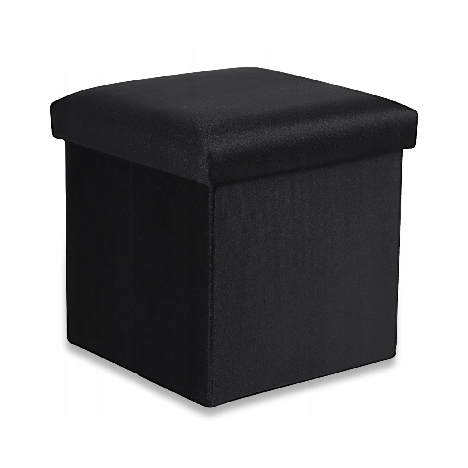 PUFA SKŁADANA SIEDZISKO ZE SCHOWKIEM 30x30x30 cm CZARNY WELUR