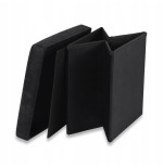 PUFA SKŁADANA SIEDZISKO ZE SCHOWKIEM 30x30x30 cm CZARNY WELUR