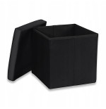 PUFA SKŁADANA SIEDZISKO ZE SCHOWKIEM 30x30x30 cm CZARNY WELUR