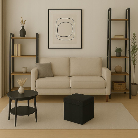 PUFA SKŁADANA SIEDZISKO ZE SCHOWKIEM 30x30x30 cm CZARNY WELUR