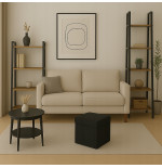 PUFA SKŁADANA SIEDZISKO ZE SCHOWKIEM 30x30x30 cm CZARNY WELUR