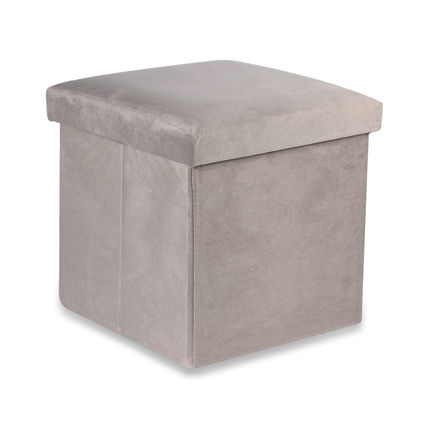 PUFA SKŁADANA SIEDZISKO ZE SCHOWKIEM 30x30x30 cm BEŻOWY WELUR