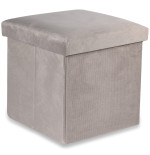 PUFA SKŁADANA SIEDZISKO ZE SCHOWKIEM 30x30x30 cm BEŻOWY WELUR