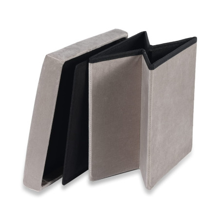 PUFA SKŁADANA SIEDZISKO ZE SCHOWKIEM 30x30x30 cm BEŻOWY WELUR