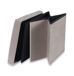 PUFA SKŁADANA SIEDZISKO ZE SCHOWKIEM 30x30x30 cm BEŻOWY WELUR