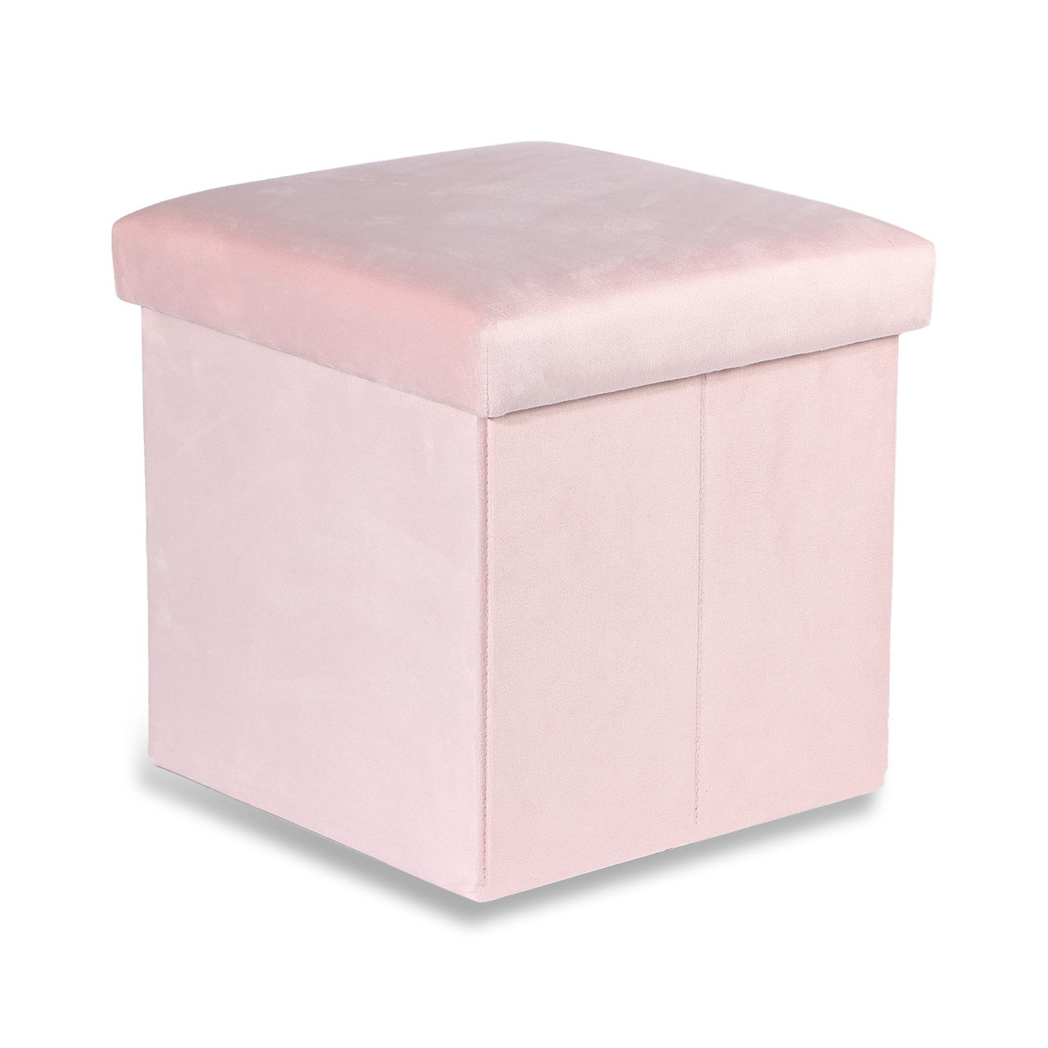 PUFA SKŁADANA SIEDZISKO ZE SCHOWKIEM 30x30x30 cm RÓŻOWY WELUR