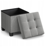 PUFA 38CM OTWIERANA TAPICEROWANA SZARY LEN DO SALONU DO SYPIALNI ORGANIZER