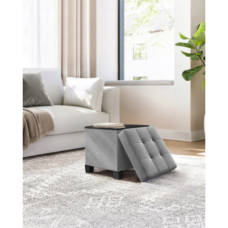 PUFA 38CM OTWIERANA TAPICEROWANA SZARY LEN DO SALONU DO SYPIALNI ORGANIZER