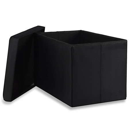 Pufa składana XL z guzikami - 60x38x38cm aksamit czarna