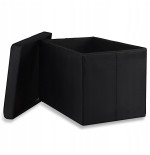 Pufa składana XL z guzikami - 60x38x38cm aksamit czarna