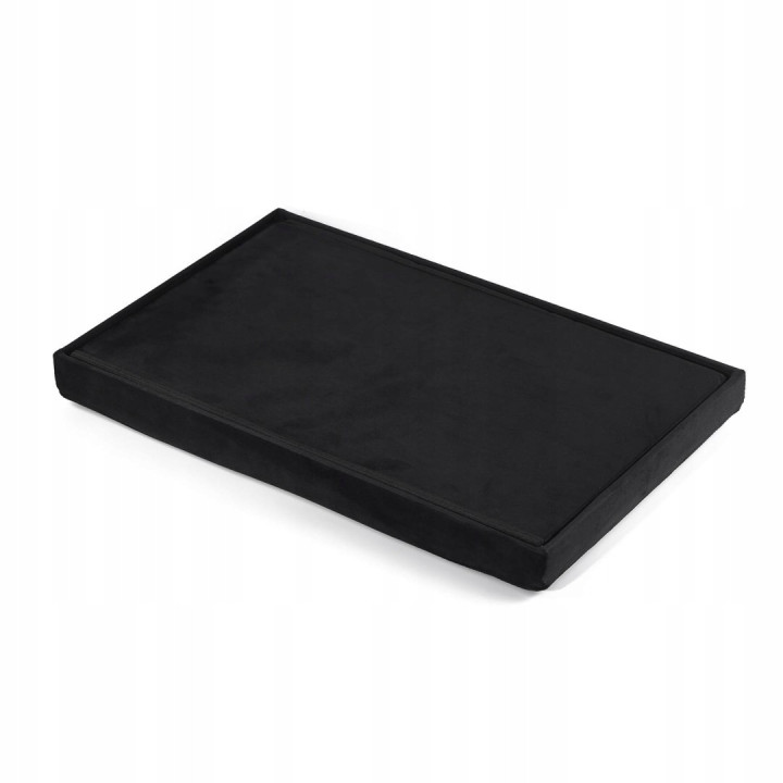 Pufa składana XL z guzikami - 60x38x38cm aksamit czarna