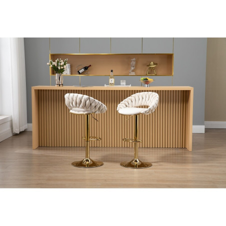 Hoker regulowany, krzesło barowe, FARVISO beżowy elegancki loft