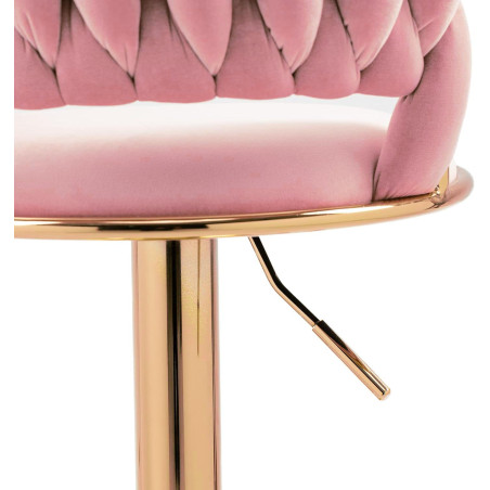 Hoker IMPERIA stołek Krzesło Barowe 100 cm Glamour Złote nóżki Welur Różowe