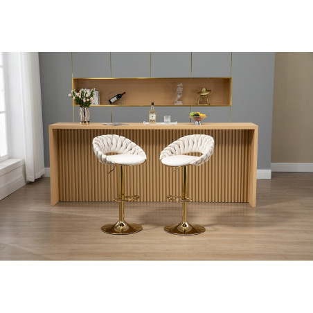 Hoker regulowany, krzesło barowe, FARVISO beżowy elegancki loft