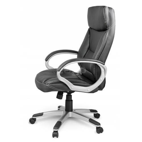 FOTEL BIUROWY SKÓRZANY ROMA BLACK