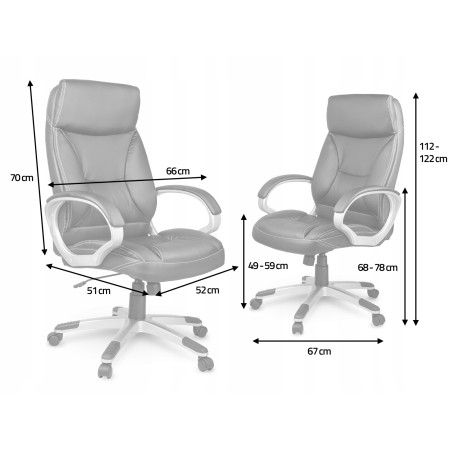 FOTEL BIUROWY SKÓRZANY ROMA BLACK