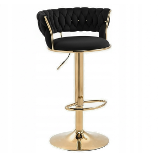 Hoker IMPERIA stołek Krzesło Barowe 100 cm Glamour Złote nóżki Welur BLACK