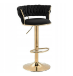 Hoker IMPERIA stołek Krzesło Barowe 100 cm Glamour Złote nóżki Welur BLACK