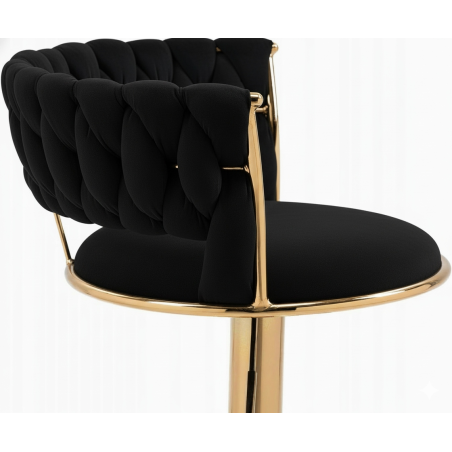 Hoker IMPERIA stołek Krzesło Barowe 100 cm Glamour Złote nóżki Welur BLACK