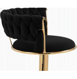 Hoker IMPERIA stołek Krzesło Barowe 100 cm Glamour Złote nóżki Welur BLACK