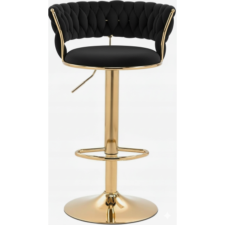 Hoker IMPERIA stołek Krzesło Barowe 100 cm Glamour Złote nóżki Welur BLACK