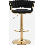 Hoker IMPERIA stołek Krzesło Barowe 100 cm Glamour Złote nóżki Welur BLACK