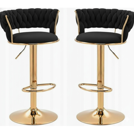 Hoker IMPERIA stołek Krzesło Barowe 100 cm Glamour Złote nóżki Welur BLACK