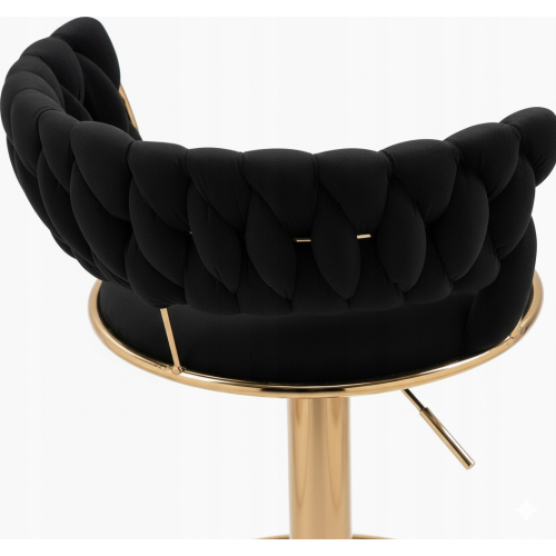 Hoker IMPERIA stołek Krzesło Barowe 100 cm Glamour Złote nóżki Welur BLACK