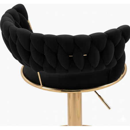 Hoker IMPERIA stołek Krzesło Barowe 100 cm Glamour Złote nóżki Welur BLACK