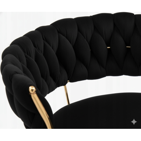 Hoker IMPERIA stołek Krzesło Barowe 100 cm Glamour Złote nóżki Welur BLACK