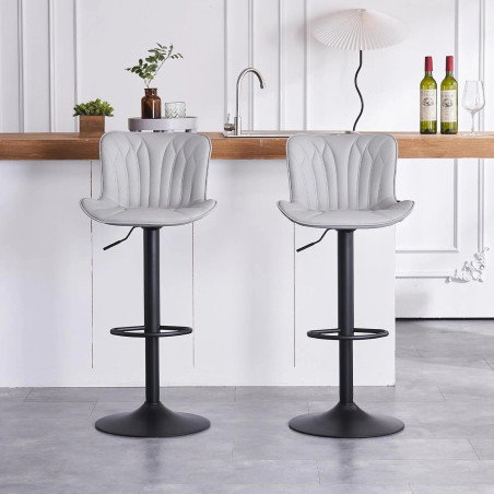 HOKER BAROWY KRZESŁO OBROTOWE MONACO LOFTOWY EKOSKÓRA SZARY CZARNE NOGI