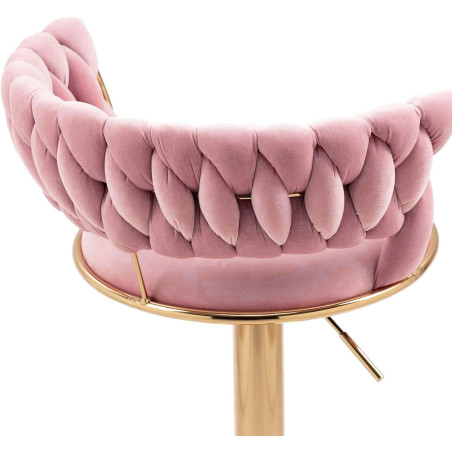 Hoker IMPERIA stołek Krzesło Barowe 100 cm Glamour Złote nóżki Welur Różowe