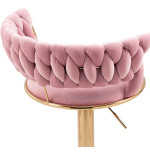 Hoker IMPERIA stołek Krzesło Barowe 100 cm Glamour Złote nóżki Welur Różowe