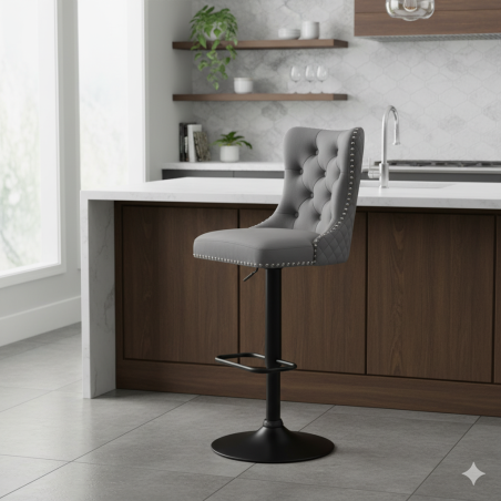 Hoker barowy, do kuchni, salonu, elegancki CRYSTAL VELVET CIEMNOSZARY BL