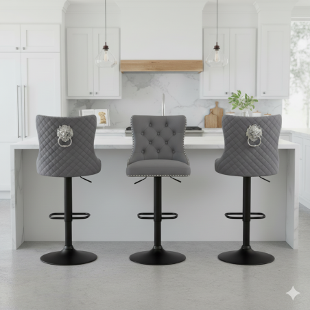 Hoker barowy, do kuchni, salonu, elegancki CRYSTAL VELVET CIEMNOSZARY BL