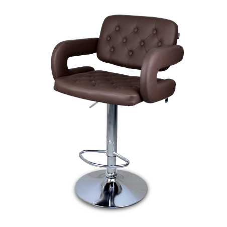 JUST SIT VINCI Brązowy - Hoker barowy z oparciem i podłokietnikami