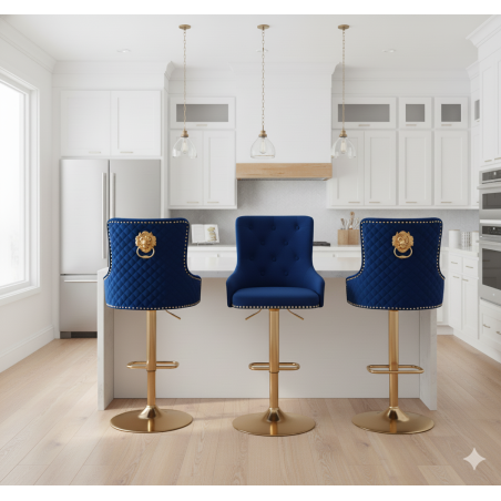 Hoker barowy,do kuchni, salonu, pokoju, elegancki ROYAL VELVET NIEBIESKI GL