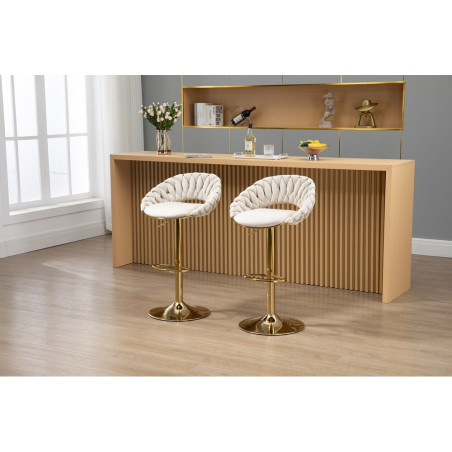 Hoker regulowany, krzesło barowe, FARVISO beżowy elegancki loft