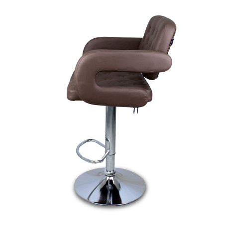 JUST SIT VINCI Brązowy - Hoker barowy z oparciem i podłokietnikami