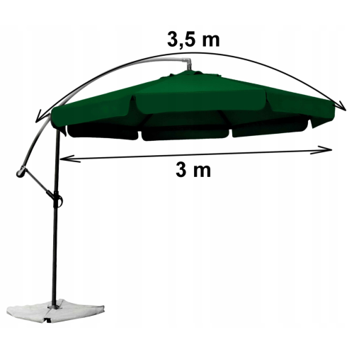Parasol z wysięgnikiem 3M Zielony