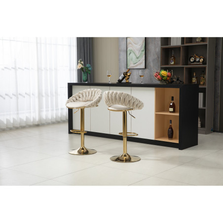 Hoker regulowany, krzesło barowe, FARVISO beżowy elegancki loft