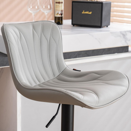 HOKER BAROWY KRZESŁO OBROTOWE MONACO LOFTOWY EKOSKÓRA SZARY CZARNE NOGI