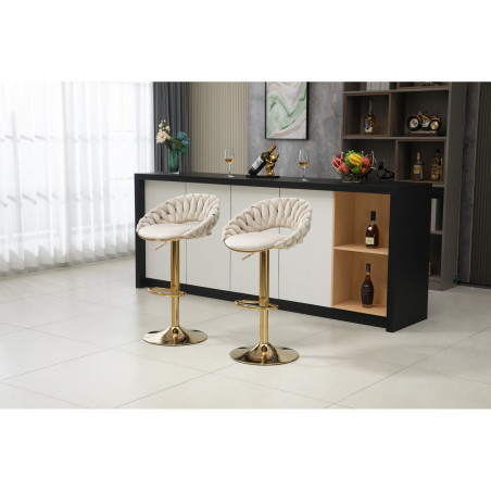 Hoker regulowany, krzesło barowe, FARVISO beżowy elegancki loft