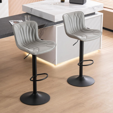 HOKER BAROWY KRZESŁO OBROTOWE MONACO LOFTOWY EKOSKÓRA SZARY CZARNE NOGI