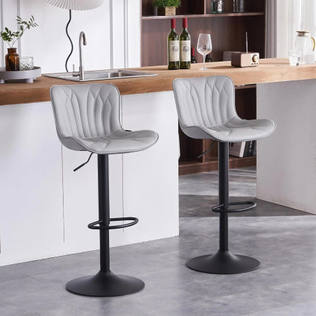 HOKER BAROWY KRZESŁO OBROTOWE MONACO LOFTOWY EKOSKÓRA SZARY CZARNE NOGI