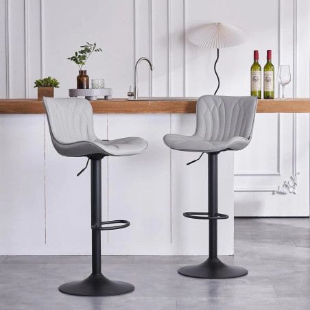 HOKER BAROWY KRZESŁO OBROTOWE MONACO LOFTOWY EKOSKÓRA SZARY CZARNE NOGI