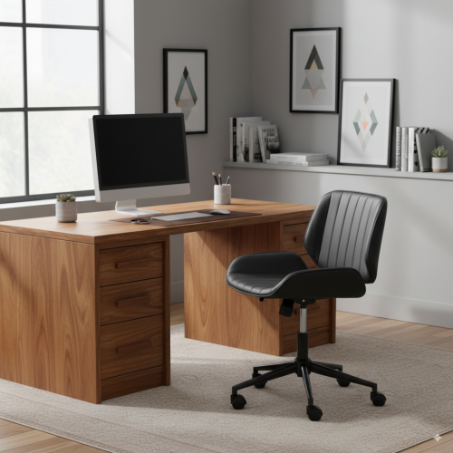 FOTEL Obrotowy, regulowany Tores Eco skóra szary do Pracowni, biura, salonu