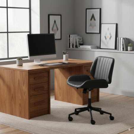 FOTEL Obrotowy, regulowany Tores Eco skóra szary do Pracowni, biura, salonu